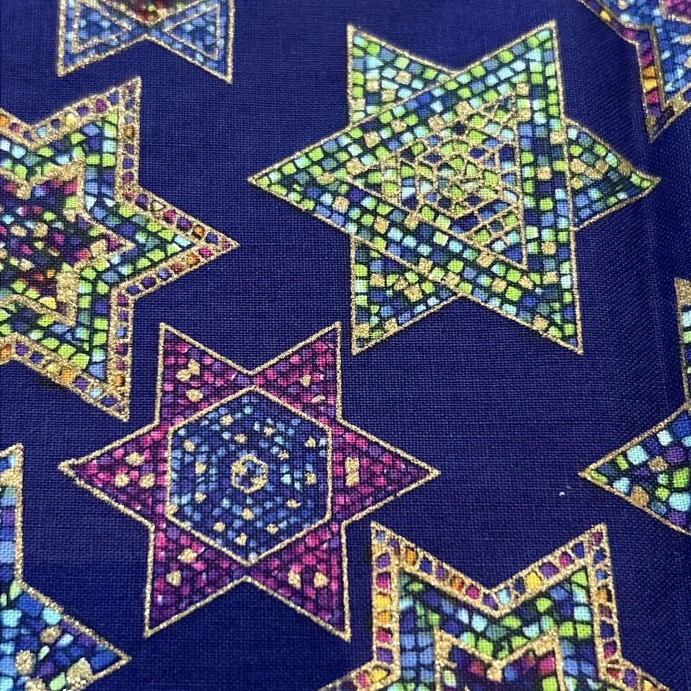 Stained Glass Star of David Jewish MosaicCotton Quilting Fabric JoAnn 80